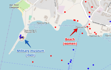 Map of photos of different genders